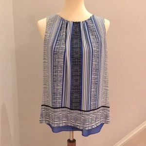 EUC Rose & Olivia Sleeveless Blue and Black Top